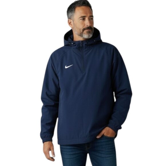 Nike Coaches L/S Jacket With Hoodie Navy Blue Men's Size 3XL Water Repellent NWT - Picture 1 of 12
